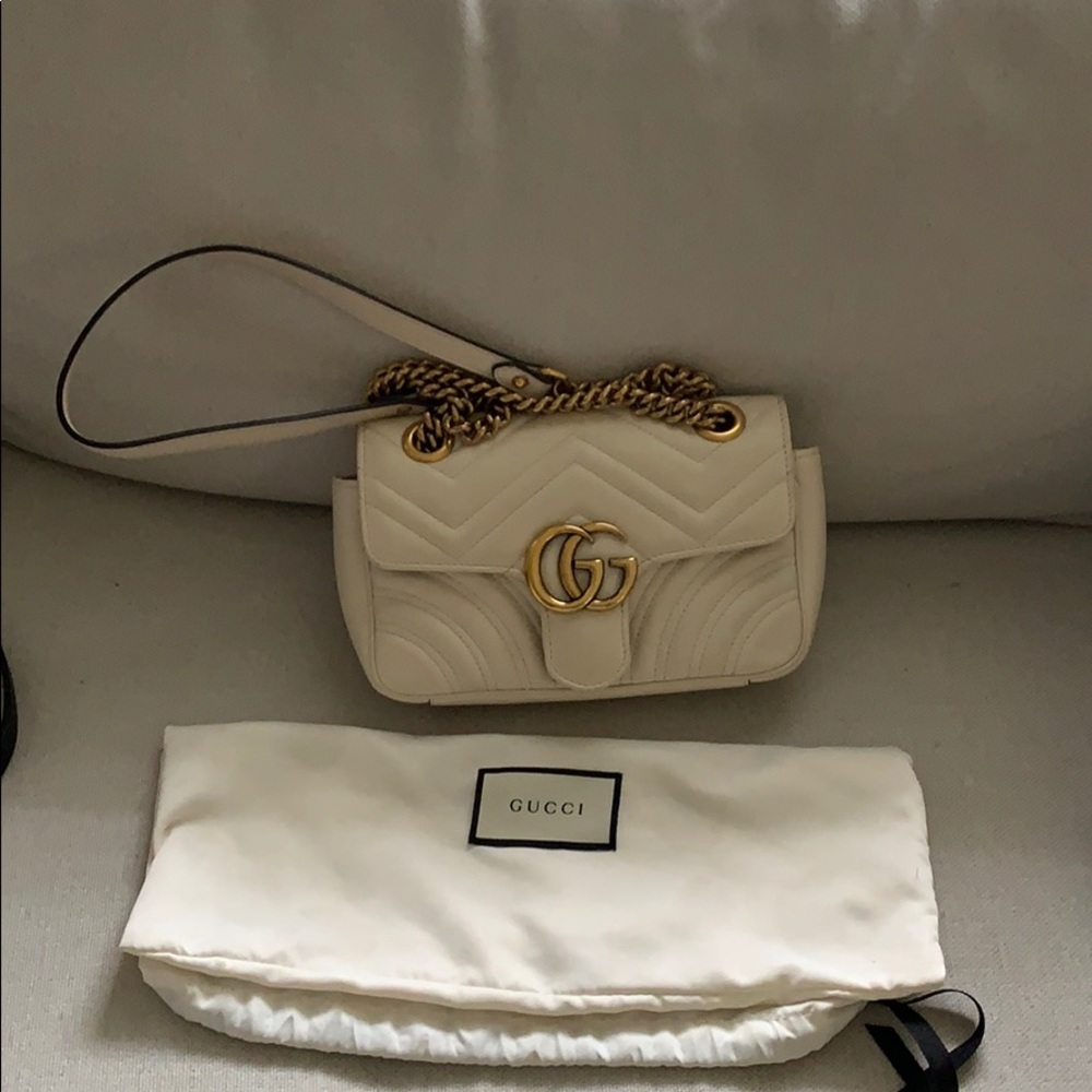 Gucci white leather Marmont mini